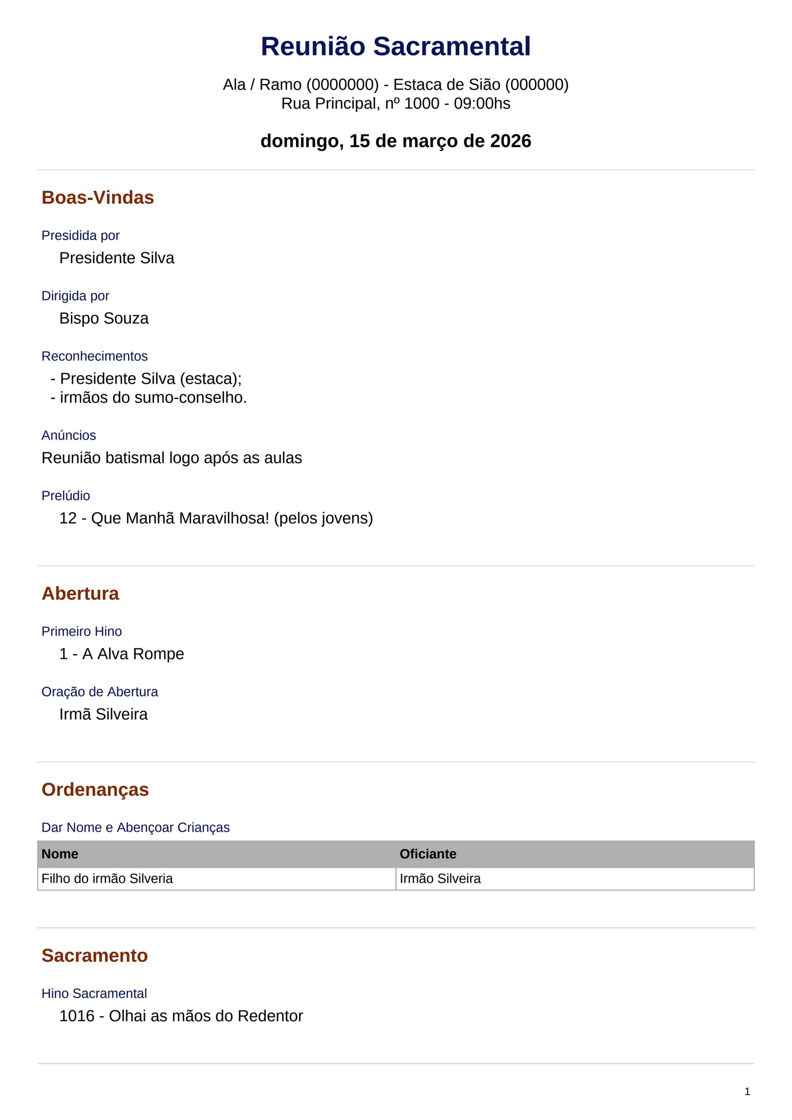 PDF da agenda sacramental pronto para impressão